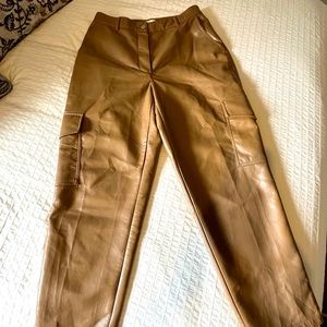 Wilfred pleather tan high waisted cargo pants.